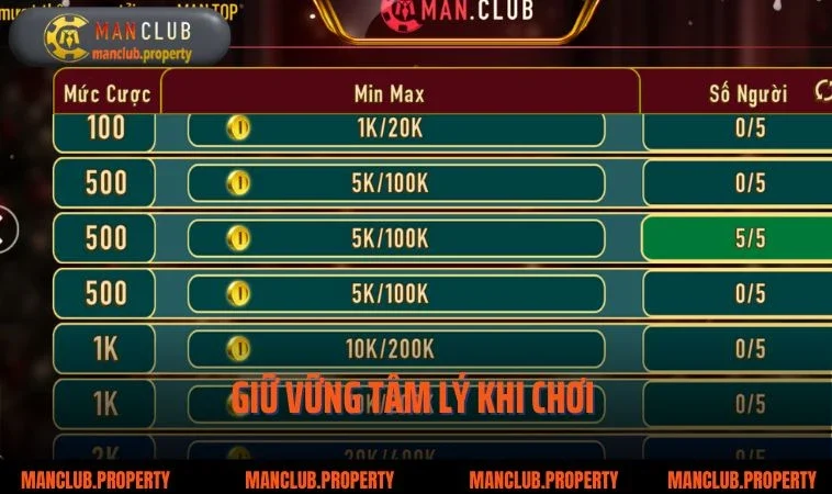 Giữ vững tâm lý khi chơi là bí quyết giúp tân thủ thắng nhanh
