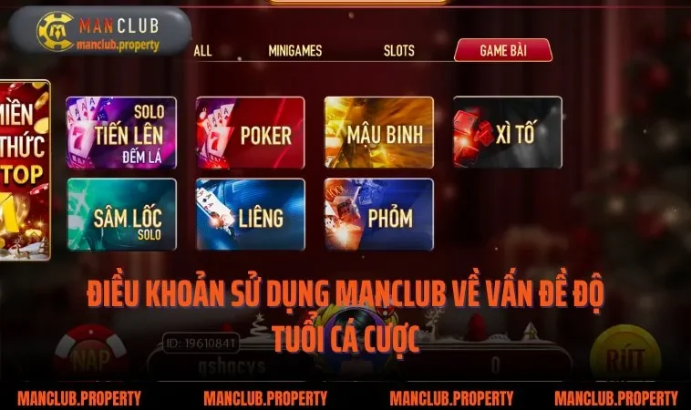 Điều khoản sử dụng MANCLUB về vấn đề độ tuổi cá cược