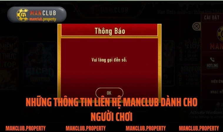 Những thông tin liên hệ Manclub dành cho người chơi
